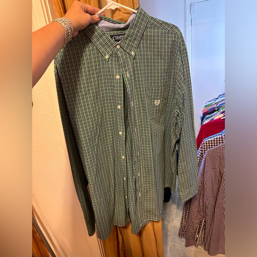 Chaps Men's Green Plaid Button Down Shirt